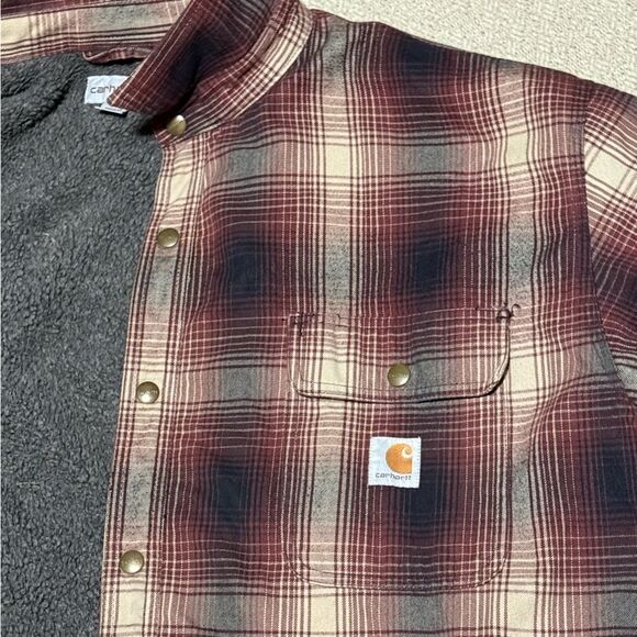 Carhartt 4XL XXXXL Plaid Sherpa Lined Insulated Shacket Shirt Jacket Men's - Picture 8 of 11
